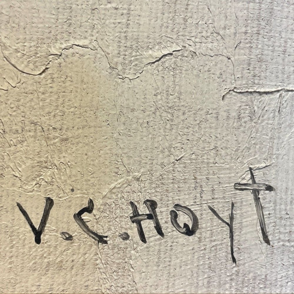 ANTIQUE Fine Art Original Oil Painting Signed by V.C. Hoyt in Antique Velvet Fra - Picture 6 of 9